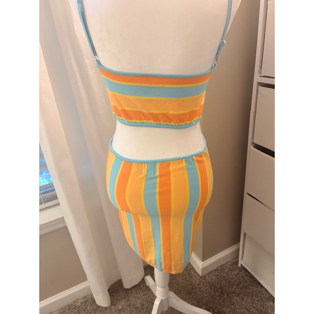 Princess Polly Striped Cutout Mini Dress Size 6 in Blue - Picture 6 of 8